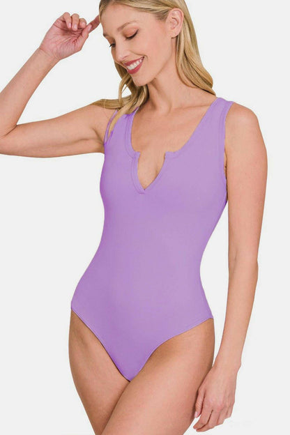 Zenana Contemporary Sleeveless Microfiber Bodysuit - Love Salve 