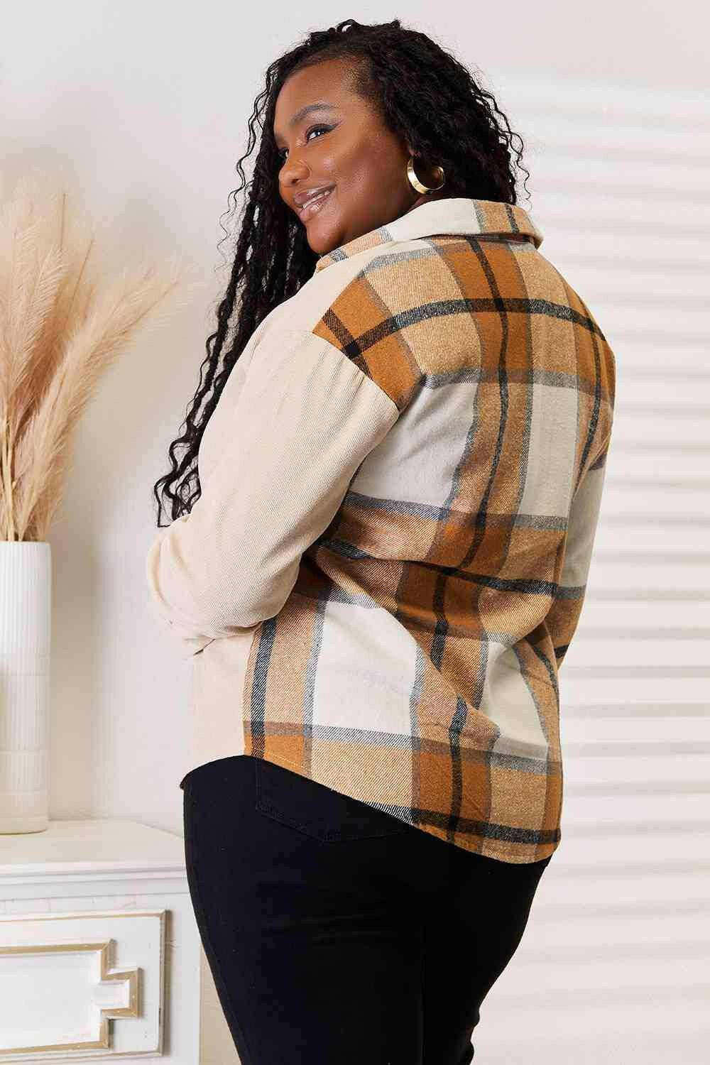 Plaid dropped shoulder shirt - chic style - Love Salve 