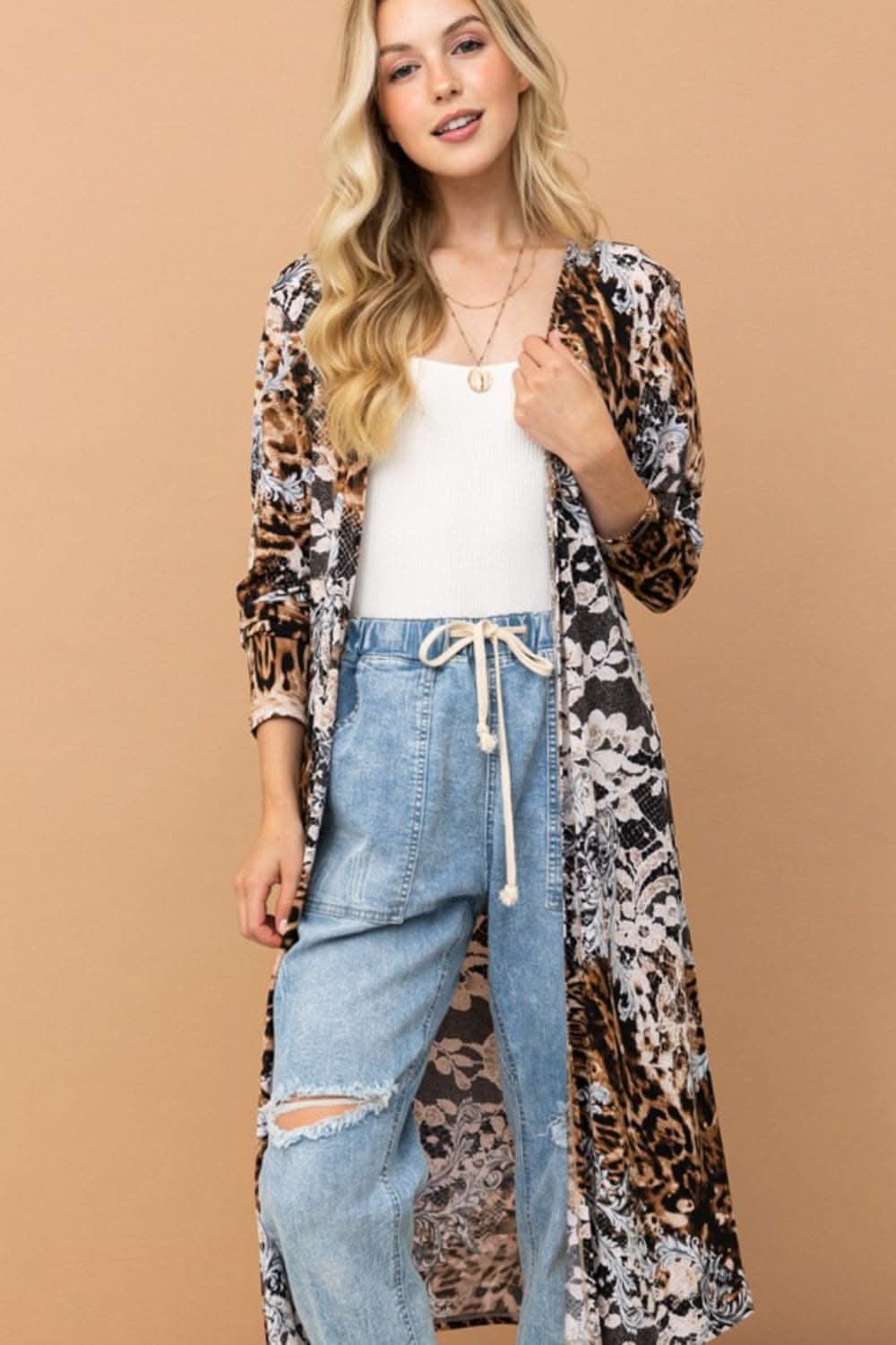 Leopard print long cardigan - chic style - Love Salve 