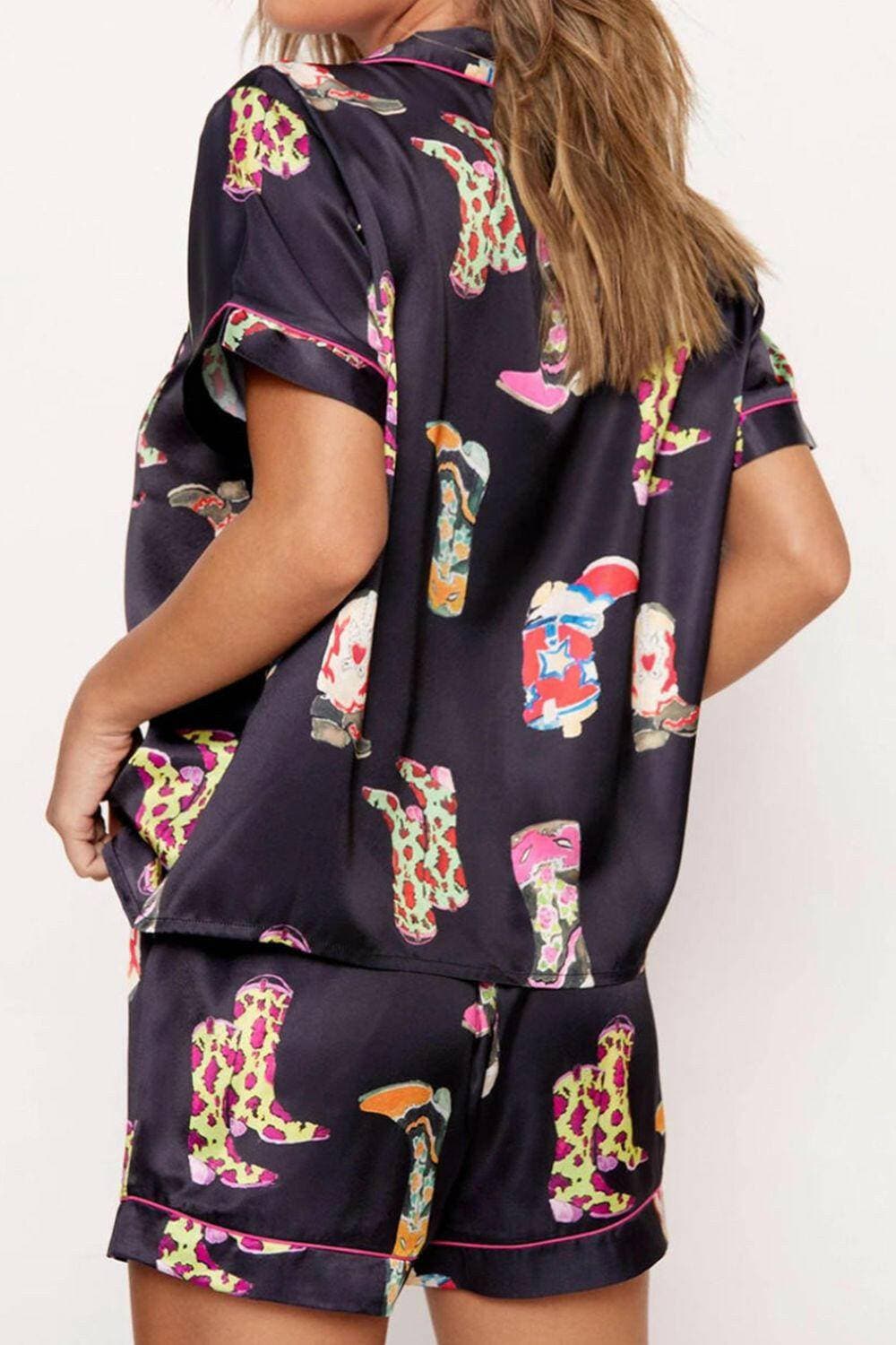 Cozy Chic Printed Lounge Set with Button-Up Top and ShortsUpgrade Your Loungewear Game with Our Cozy Chic Printed Lounge Set
 
 Experience the ultimate combination of comfort and style with our Printed Button-Up Short SleevLove Salve Cozy Chic Printed Lounge Setlounge