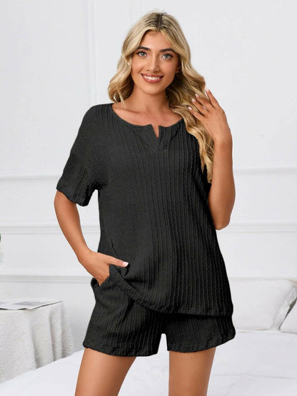 Cozy Notch Sleeve Lounge SetCozy Notch Sleeve Lounge Set
 Indulge in the perfect blend of comfort and style with our Cozy Notch Sleeve Lounge Set. Designed for those who seek both relaxation anLove Salve Cozy Notch Sleeve Lounge Setlounge