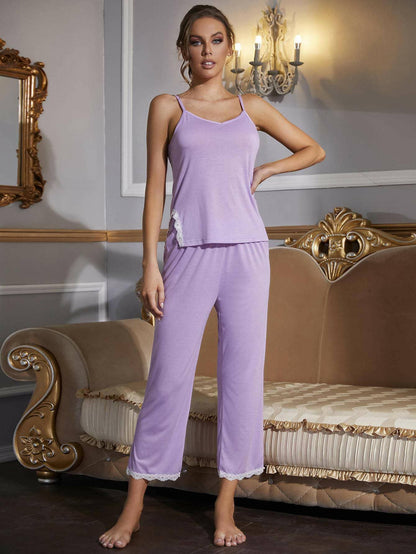 Elegant lace v-neck pajama set