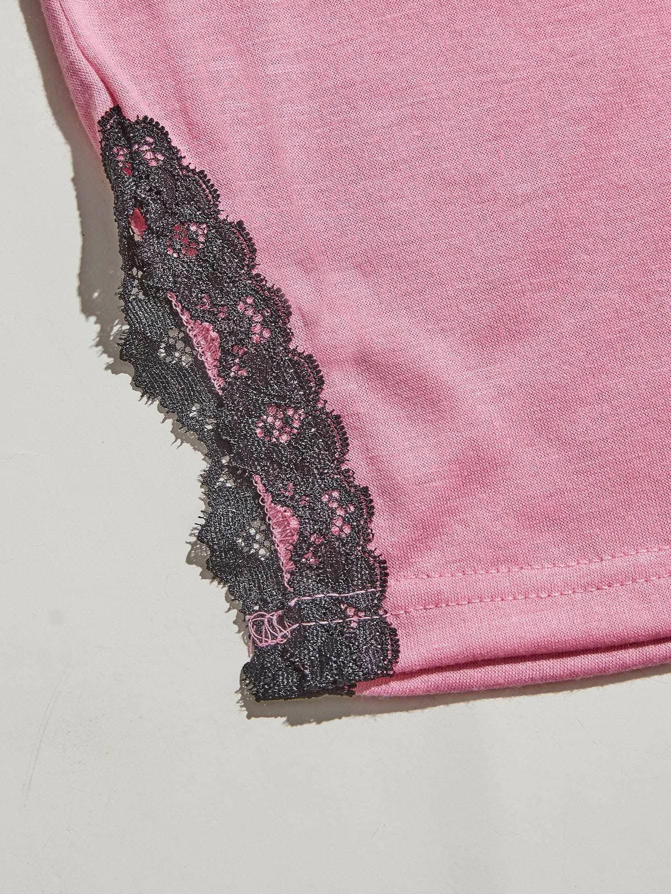 Elegant lace v-neck pajama set - Love Salve 