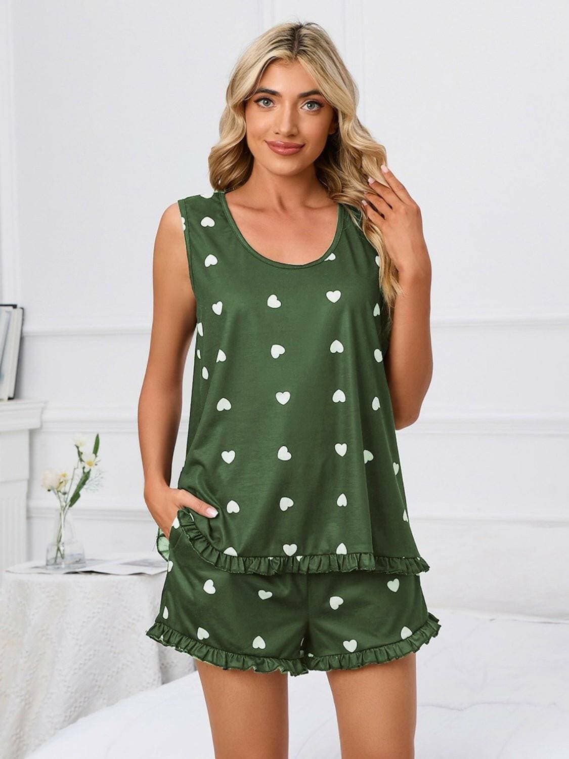 Heart print lounge set - cozy style