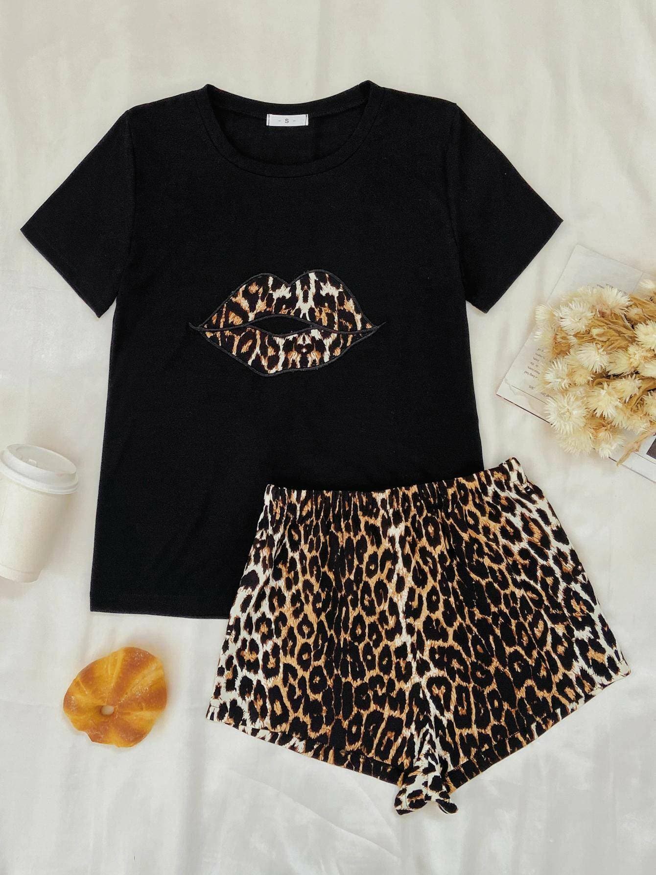 Leopard Lip Graphic Lounge Set: Stylish Modest Comfort and Chic Design - Love Salve 