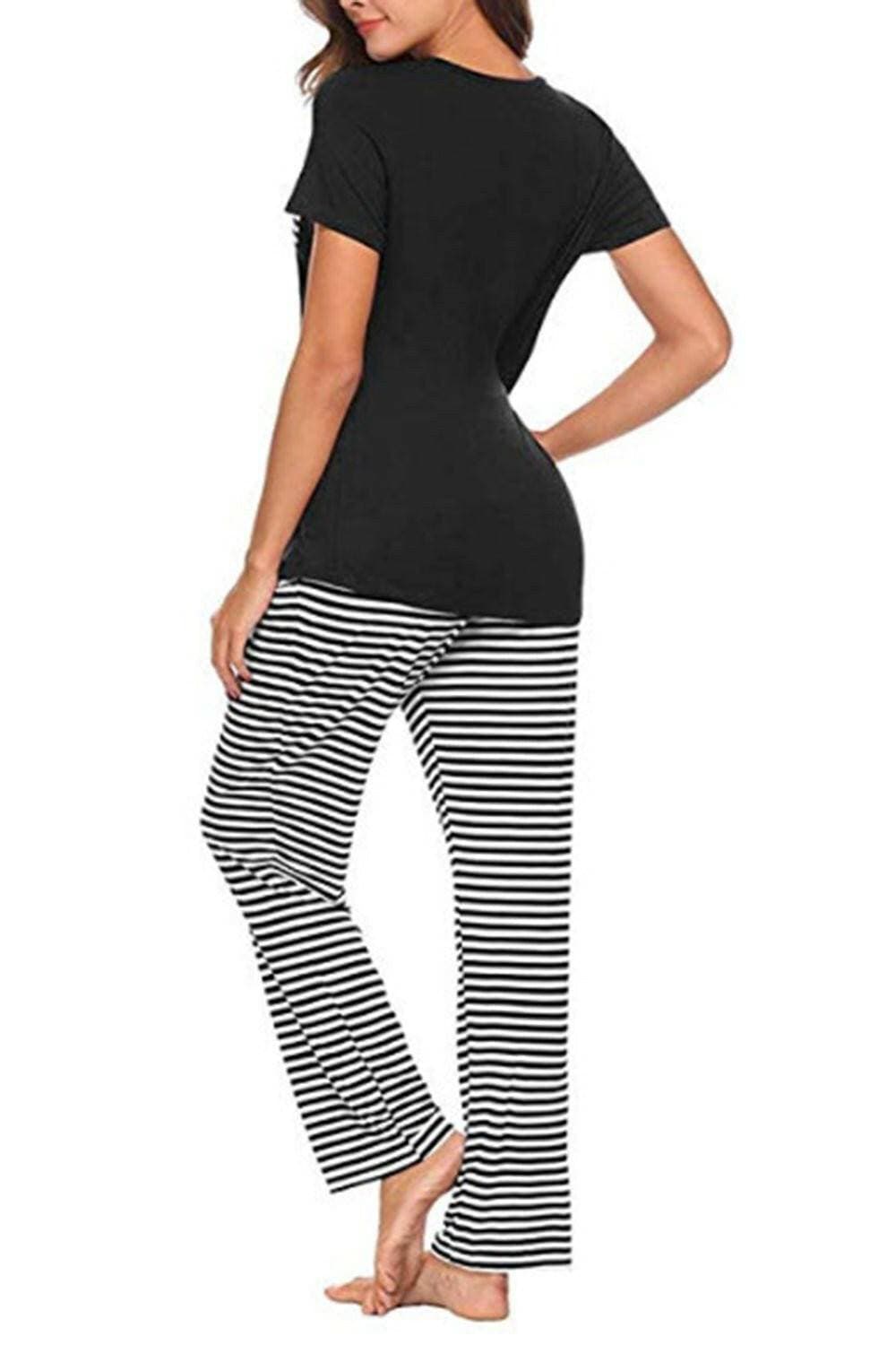 Striped Lounge Wear Set: Short Sleeve Top and Comfy PantsExperience Ultimate Comfort in Style
 Indulge in pure relaxation with our Striped Lounge Wear Set, a perfect blend of comfort and style. This set includes a pocketedLove Salve Striped Lounge Wear Setlounge