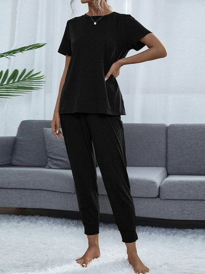 Stylish Round Neck Top and Trendy Pants Set for Fashionable LooksUpgrade Your Style with Our Stylish Round Neck Top and Trendy Pants Set
 Elevate your fashion game with our exclusive two-piece set, perfect for individuals who wantLove Salve Stylish Round Neck Toplounge