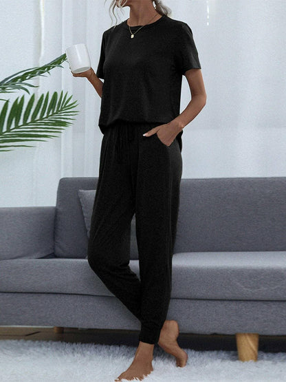 Stylish Round Neck Top and Trendy Pants Set for Fashionable LooksUpgrade Your Style with Our Stylish Round Neck Top and Trendy Pants Set
 Elevate your fashion game with our exclusive two-piece set, perfect for individuals who wantLove Salve Stylish Round Neck Toplounge