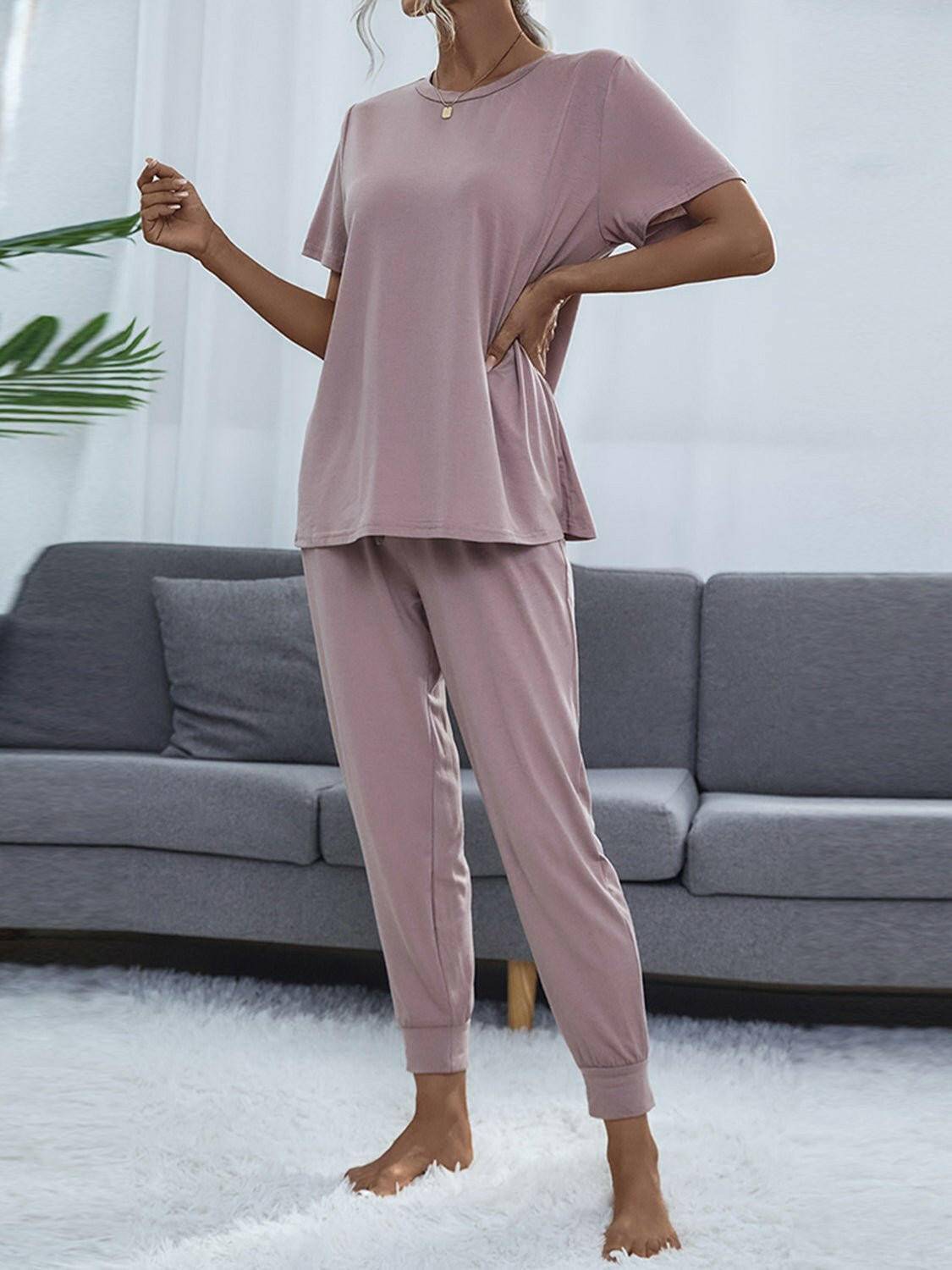 Stylish Round Neck Top and Trendy Pants Set for Fashionable LooksUpgrade Your Style with Our Stylish Round Neck Top and Trendy Pants Set
 Elevate your fashion game with our exclusive two-piece set, perfect for individuals who wantLove Salve Stylish Round Neck Toplounge