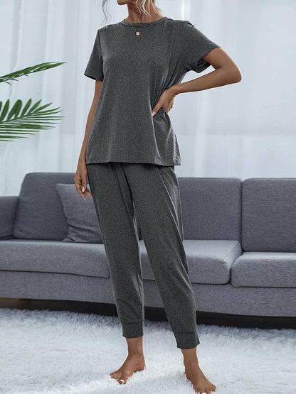 Stylish Round Neck Top and Trendy Pants Set for Fashionable LooksUpgrade Your Style with Our Stylish Round Neck Top and Trendy Pants Set
 Elevate your fashion game with our exclusive two-piece set, perfect for individuals who wantLove Salve Stylish Round Neck Toplounge