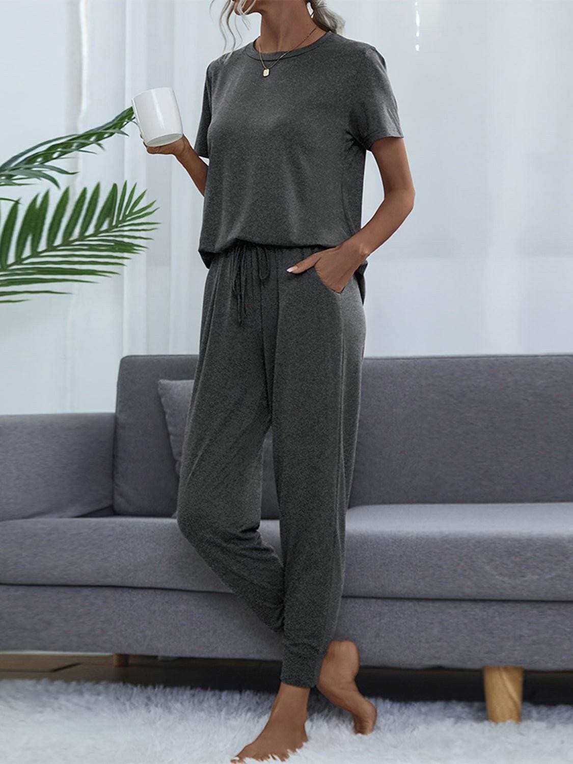 Stylish Round Neck Top and Trendy Pants Set for Fashionable LooksUpgrade Your Style with Our Stylish Round Neck Top and Trendy Pants Set
 Elevate your fashion game with our exclusive two-piece set, perfect for individuals who wantLove Salve Stylish Round Neck Toplounge