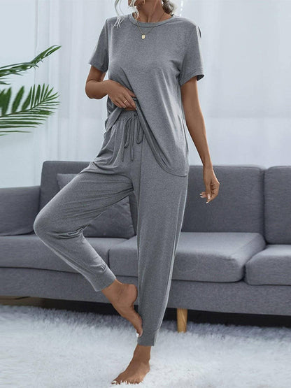 Stylish Round Neck Top and Trendy Pants Set for Fashionable LooksUpgrade Your Style with Our Stylish Round Neck Top and Trendy Pants Set
 Elevate your fashion game with our exclusive two-piece set, perfect for individuals who wantLove Salve Stylish Round Neck Toplounge