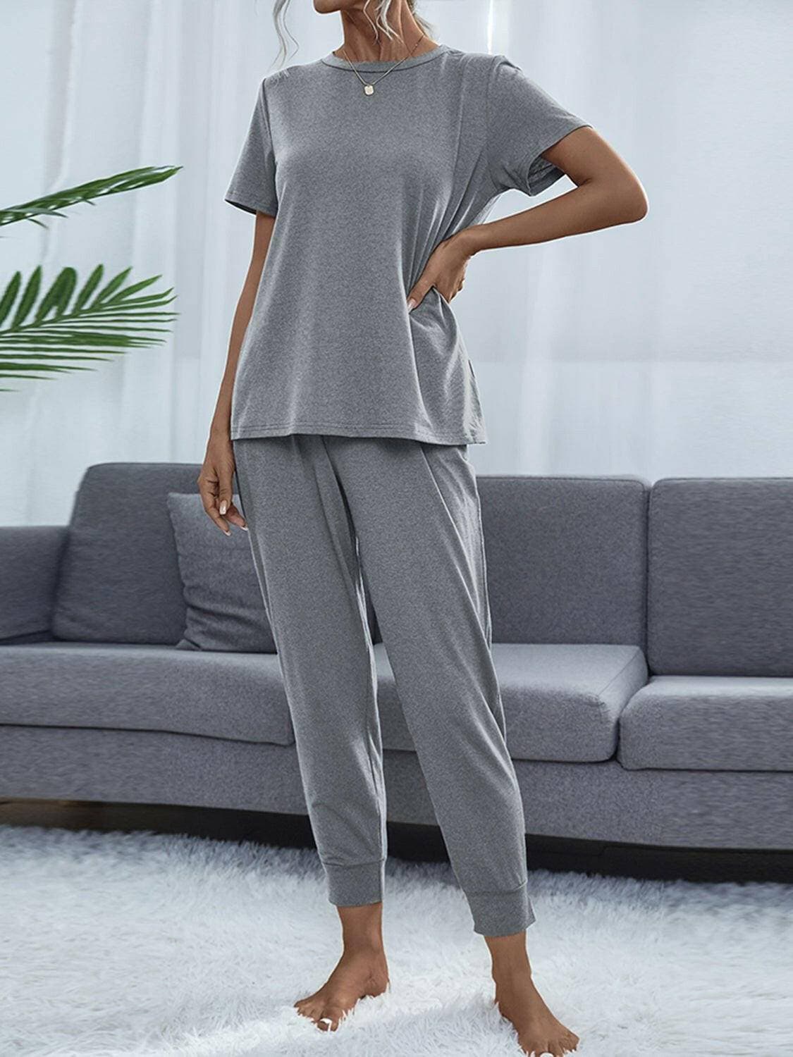 Stylish Round Neck Top and Trendy Pants Set for Fashionable LooksUpgrade Your Style with Our Stylish Round Neck Top and Trendy Pants Set
 Elevate your fashion game with our exclusive two-piece set, perfect for individuals who wantLove Salve Stylish Round Neck Toplounge