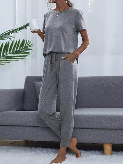 Stylish Round Neck Top and Trendy Pants Set for Fashionable LooksUpgrade Your Style with Our Stylish Round Neck Top and Trendy Pants Set
 Elevate your fashion game with our exclusive two-piece set, perfect for individuals who wantLove Salve Stylish Round Neck Toplounge