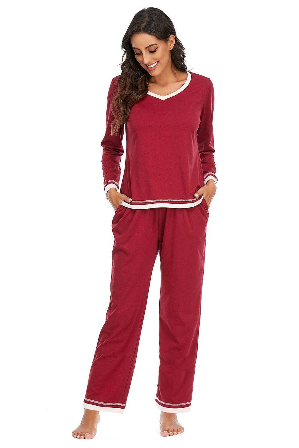 Cozy V-Neck Lounge Set with Pocketed Top and Stretchy PantsCozy V-Neck Lounge Set with Pocketed Top and Stretchy Pants
 Upgrade your loungewear collection with our Cozy V-Neck Lounge Set, a luxurious ensemble that combines cLove Salve -Neck Lounge Setlounge