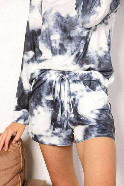 Vibrant Tie-Dye Cozy Lounge Set: Round Neck Top and Matching Shorts - Love Salve 