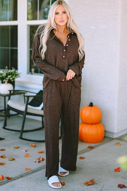 Chic and Cozy Long Sleeve Lounge Set with Matching Trousers