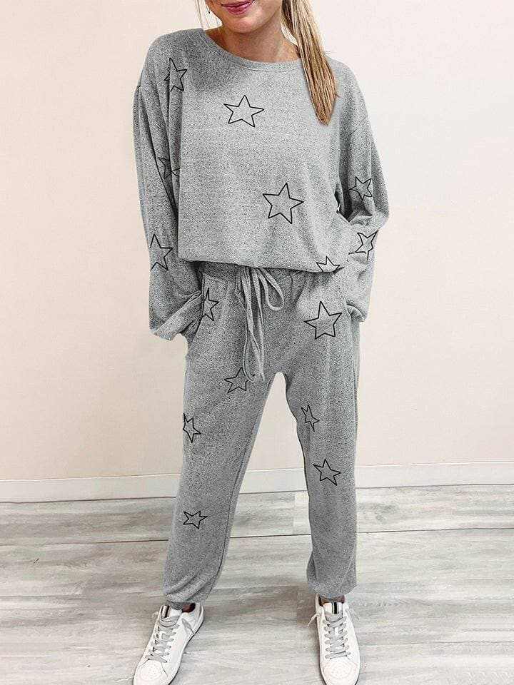 Celestial Starlight Lounge Wear SetCelestial Starlight Lounge Wear Set
 Indulge in celestial comfort and style with our Starlight Lounge Wear Set. Elevate your lounging experience to new heights with Love Salve Celestial Starlight Lounge Wear Setlounge