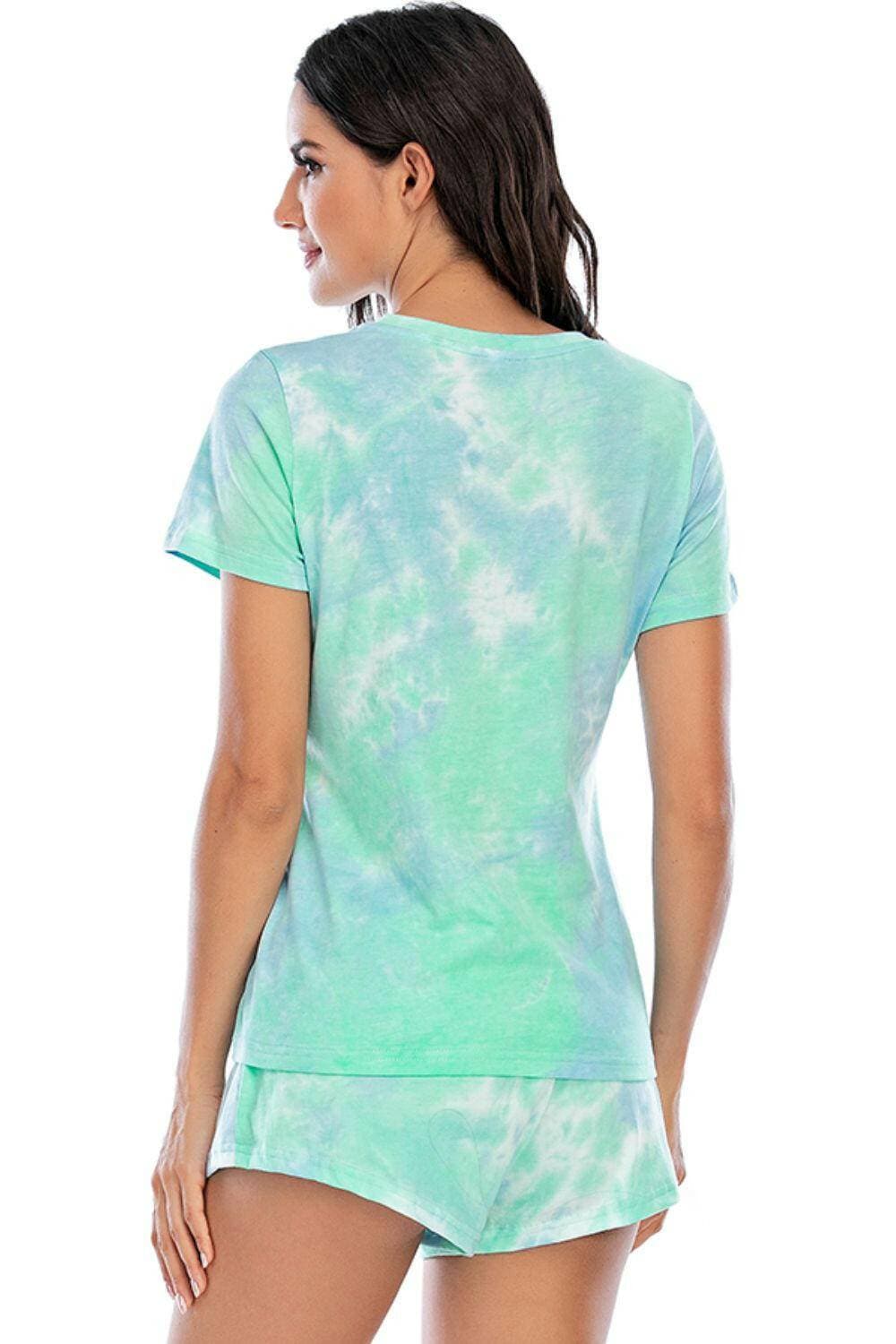 Tie-Dye Cozy Lounge Set with Round Neck Top and ShortsIndulge in Comfort and Style
 Experience the perfect blend of comfort and style with our Tie-Dye Cozy Lounge Set. Whether you're lounging at home or running a quick Love Salve Tie-Dye Cozy Lounge Setlounge