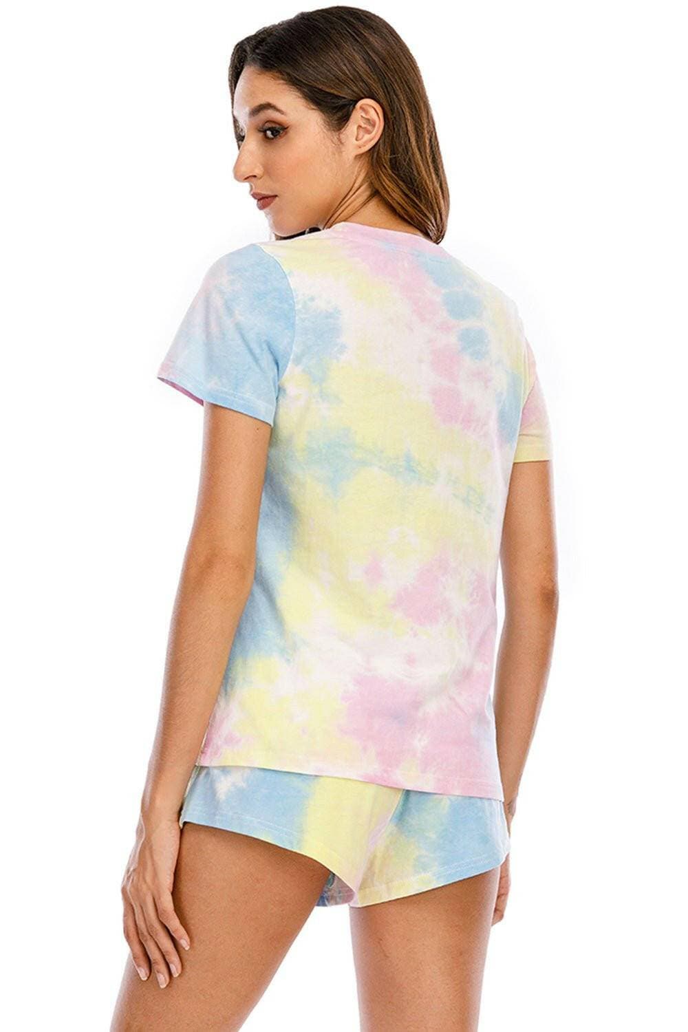 Tie-Dye Cozy Lounge Set with Round Neck Top and ShortsIndulge in Comfort and Style
 Experience the perfect blend of comfort and style with our Tie-Dye Cozy Lounge Set. Whether you're lounging at home or running a quick Love Salve Tie-Dye Cozy Lounge Setlounge