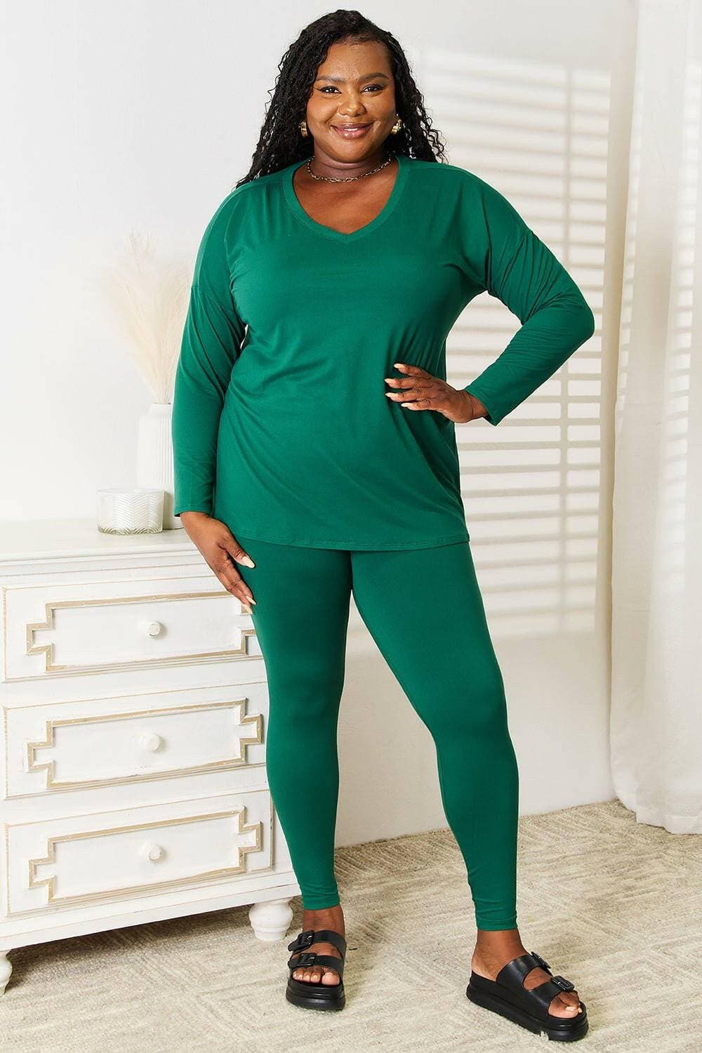 Cozy Cloud Soft Zenana Lounge Set: Full Sleeve Top and Leggings Bundle - Love Salve 