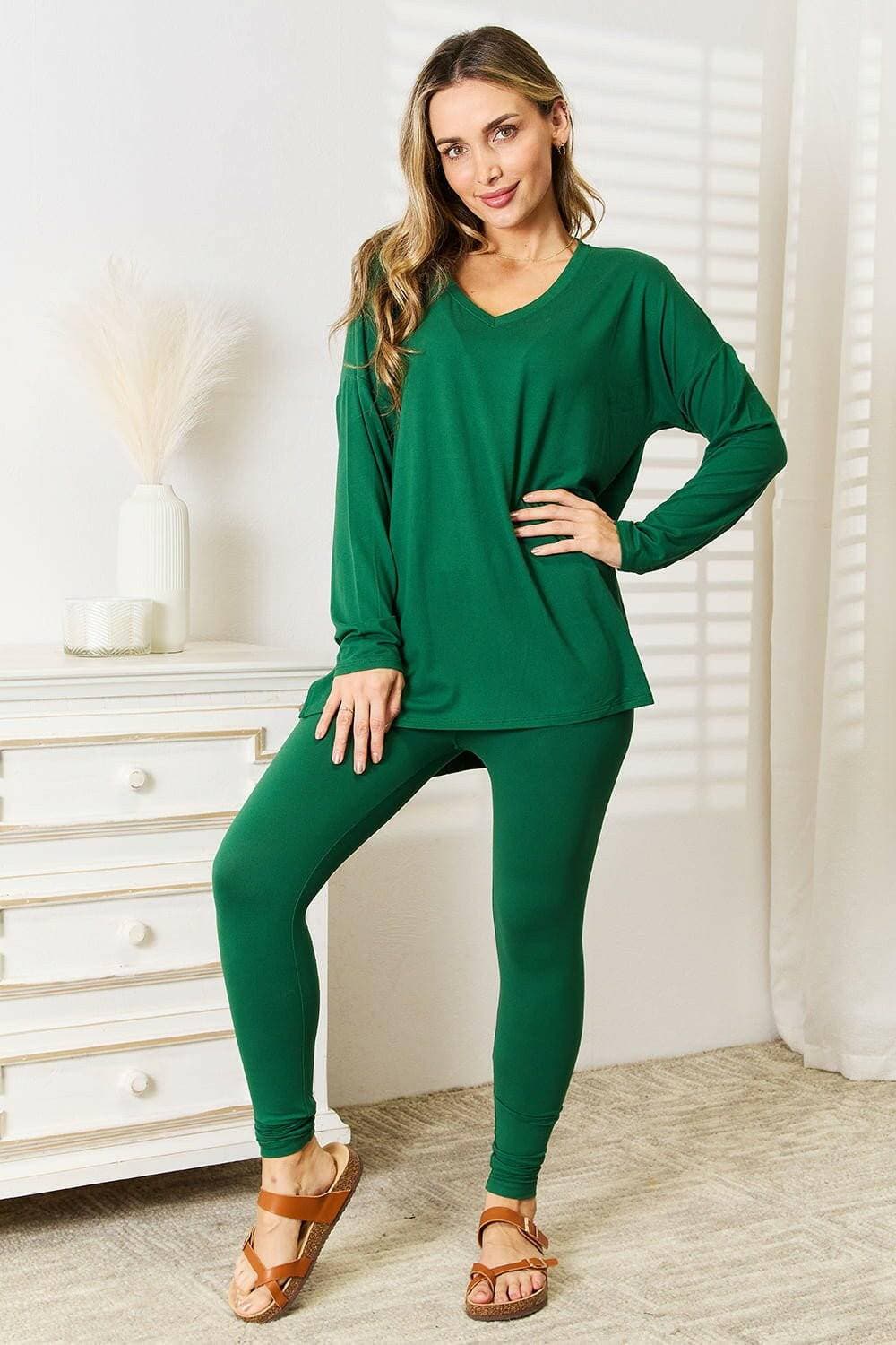 Cozy Cloud Soft Zenana Lounge Set: Full Sleeve Top and Leggings Bundle - Love Salve 