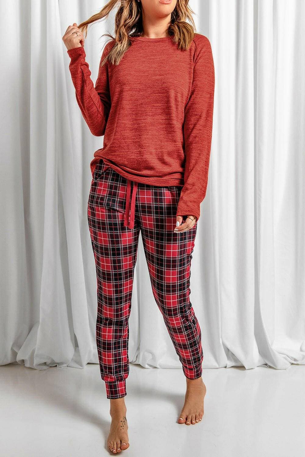 Luxe Plaid Lounge Set for Stylish Comfort - Love Salve 