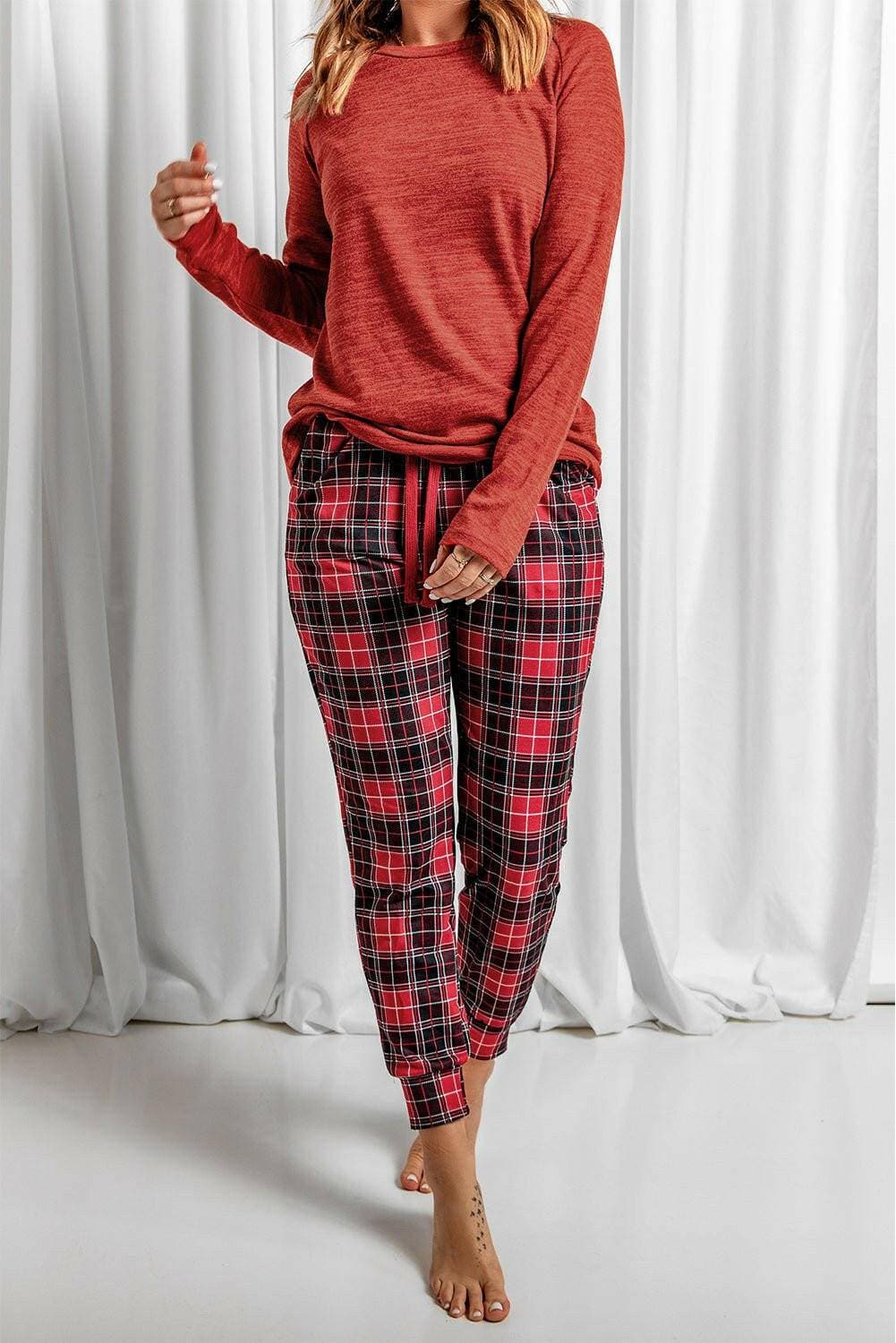 Luxe Plaid Lounge Set for Stylish Comfort - Love Salve 