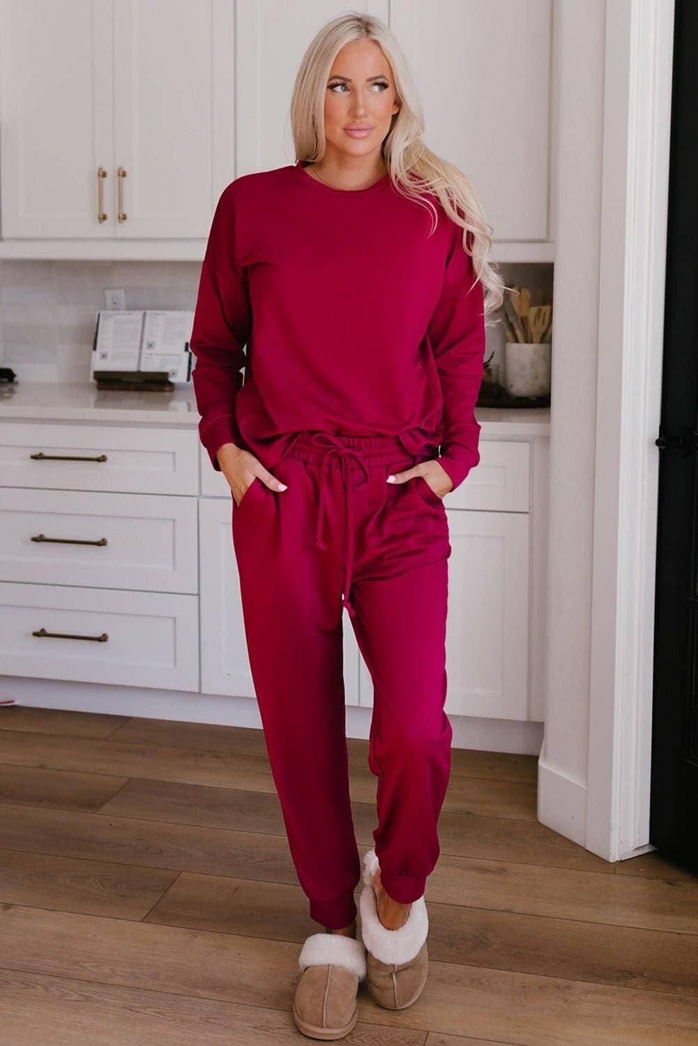 Cozy Chic: Round Neck Top and Drawstring Pants Lounge SetIndulge in Luxurious Comfort with Our Cozy Chic Lounge Set
 
 
Effortless Style: Embrace easy and chic fashion with our round neck top and drawstring pants set.
 
CoLove Salve Drawstring Pants Lounge Setlounge