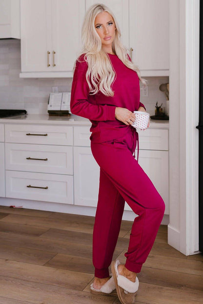 Cozy Chic: Round Neck Top and Drawstring Pants Lounge SetIndulge in Luxurious Comfort with Our Cozy Chic Lounge Set
 
 
Effortless Style: Embrace easy and chic fashion with our round neck top and drawstring pants set.
 
CoLove Salve Drawstring Pants Lounge Setlounge