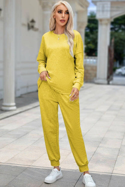 Cozy Chic: Round Neck Top and Drawstring Pants Lounge SetIndulge in Luxurious Comfort with Our Cozy Chic Lounge Set
 
 
Effortless Style: Embrace easy and chic fashion with our round neck top and drawstring pants set.
 
CoLove Salve Drawstring Pants Lounge Setlounge