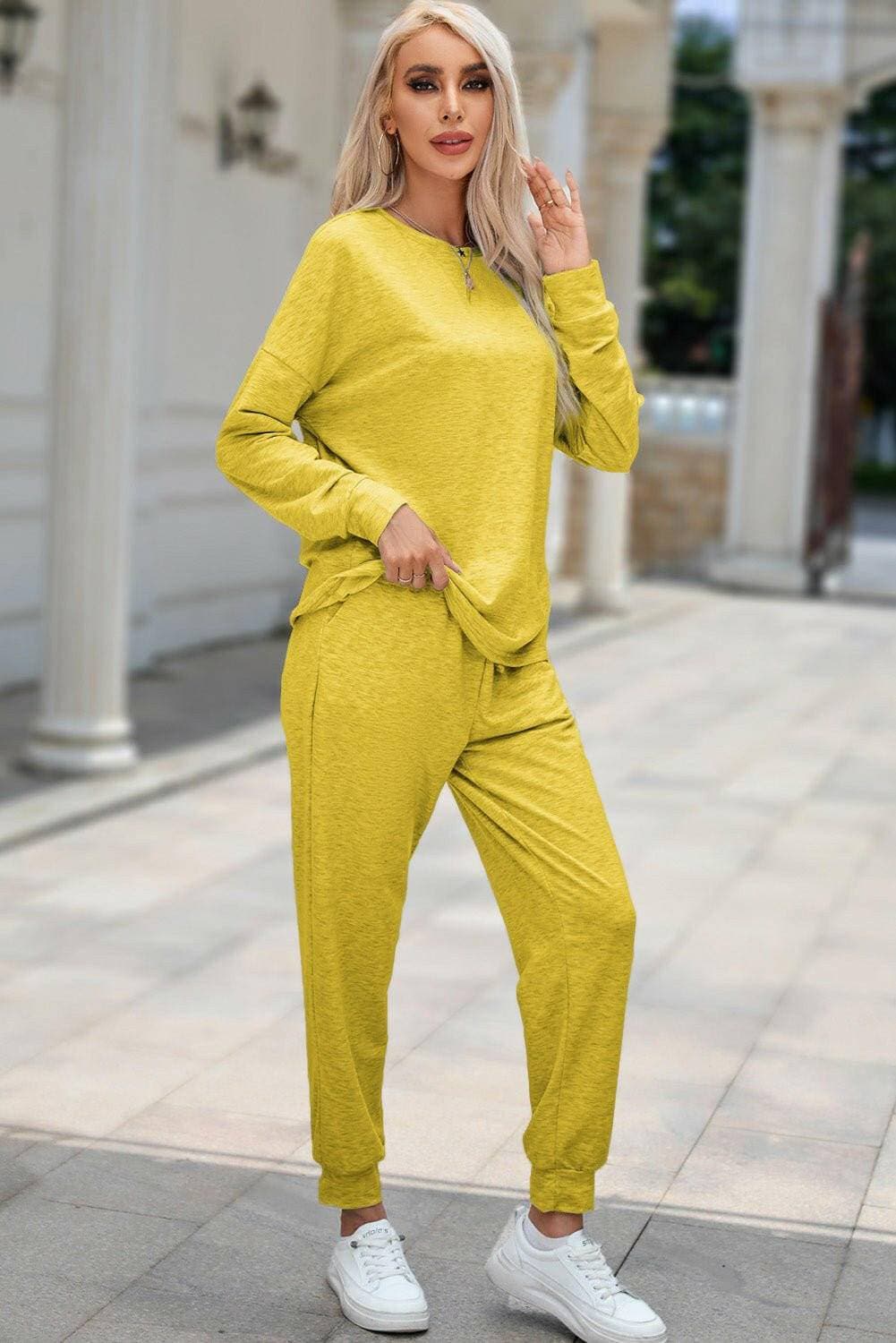 Cozy Chic: Round Neck Top and Drawstring Pants Lounge SetIndulge in Luxurious Comfort with Our Cozy Chic Lounge Set
 
 
Effortless Style: Embrace easy and chic fashion with our round neck top and drawstring pants set.
 
CoLove Salve Drawstring Pants Lounge Setlounge