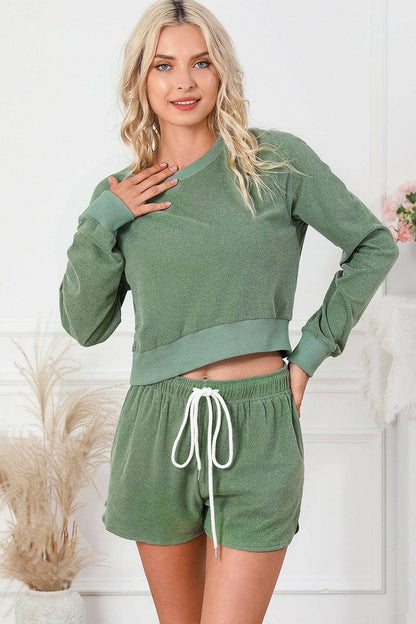 Elegant Cozy Lounge Set with Long Sleeve Top and Adjustable ShortsExperience Luxury Comfort in Style
 Indulge in unparalleled relaxation with our Elegant Cozy Lounge Set, a sophisticated ensemble designed to elevate your lounging eLove Salve Elegant Cozy Lounge Setlounge