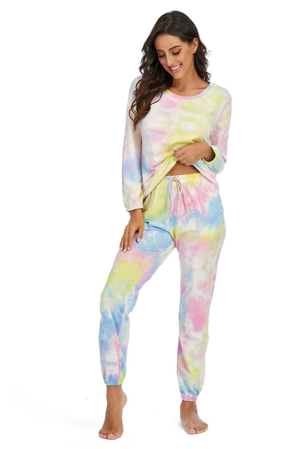 Vibrant Tie-Dye Cozy Lounge Set with Two-Piece DesignUpgrade Your Loungewear with our Vibrant Tie-Dye Cozy Lounge Set!
 
 
Unique Style: Stand out in style with the captivating tie-dye design, infusing a fun and livelyLove Salve Vibrant Tie-Dye Cozy Lounge Setlounge