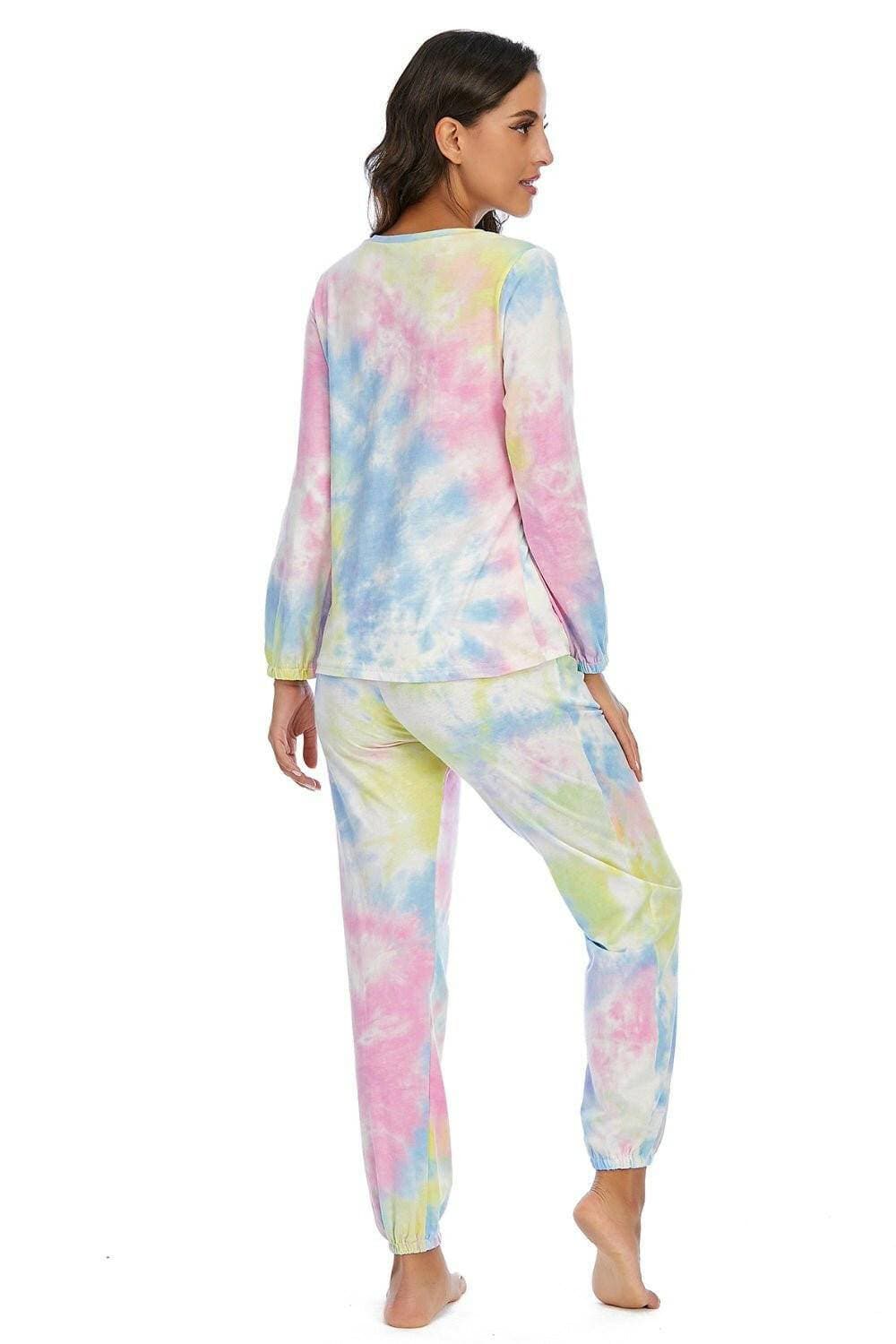 Vibrant Tie-Dye Cozy Lounge Set with Two-Piece DesignUpgrade Your Loungewear with our Vibrant Tie-Dye Cozy Lounge Set!
 
 
Unique Style: Stand out in style with the captivating tie-dye design, infusing a fun and livelyLove Salve Vibrant Tie-Dye Cozy Lounge Setlounge