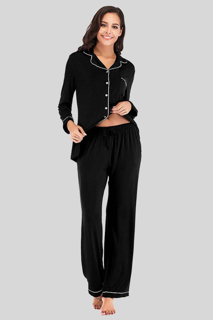 Cozy Collared Lounge Set with Handy PocketsCozy Collared Lounge Set with Handy Pockets
 Indulge in the perfect blend of comfort and style with our Cozy Collared Lounge Set. Elevate your loungewear game with tLove Salve Cozy Collared Lounge Setlounge