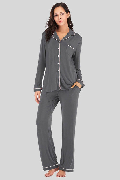 Cozy Collared Lounge Set with Handy PocketsCozy Collared Lounge Set with Handy Pockets
 Indulge in the perfect blend of comfort and style with our Cozy Collared Lounge Set. Elevate your loungewear game with tLove Salve Cozy Collared Lounge Setlounge