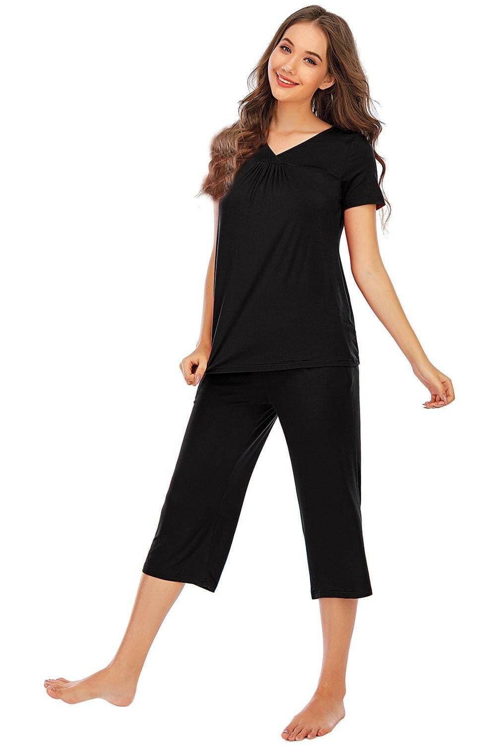 Ultimate Comfort Lounge Set with a Modern TwistExperience Ultimate Comfort with a Modern Twist
 Indulge in luxurious comfort while exuding style with our V-Neck Short Sleeve Top and Pants Lounge Set. Whether you'Love Salve Ultimate Comfort Lounge Setlounge