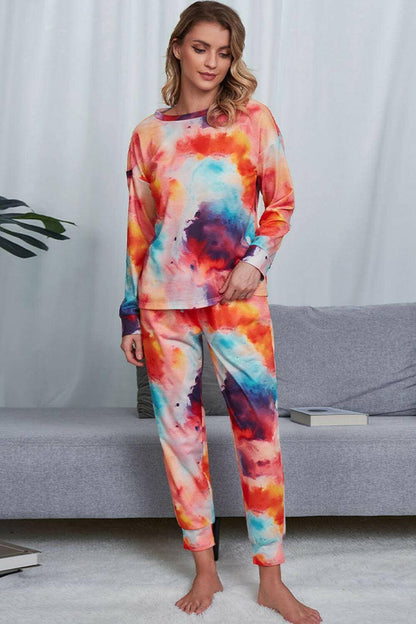 Trendy Tie-Dye Lounge Set: Comfy Crewneck Top and JoggersTrendy Tie-Dye Lounge Set: Comfy Crewneck Top and Joggers
 Unwind in style and comfort with our Trendy Tie-Dye Lounge Set, the epitome of luxurious loungewear. This Love Salve Trendy Tie-Dye Lounge Setlounge