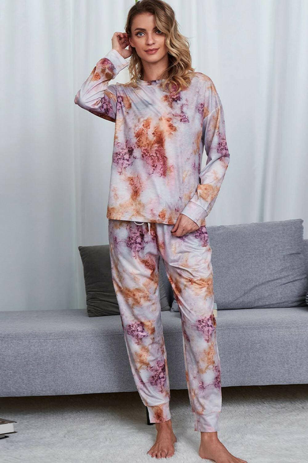 Trendy Tie-Dye Lounge Set: Comfy Crewneck Top and JoggersTrendy Tie-Dye Lounge Set: Comfy Crewneck Top and Joggers
 Unwind in style and comfort with our Trendy Tie-Dye Lounge Set, the epitome of luxurious loungewear. This Love Salve Trendy Tie-Dye Lounge Setlounge