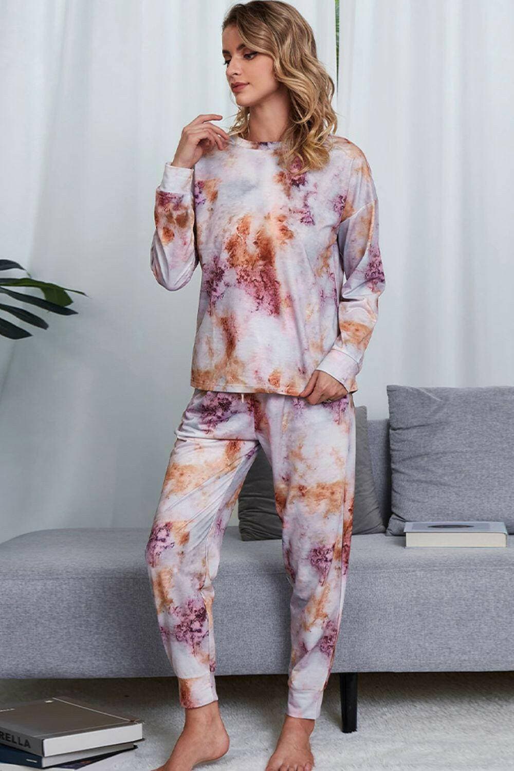 Trendy Tie-Dye Lounge Set: Comfy Crewneck Top and JoggersTrendy Tie-Dye Lounge Set: Comfy Crewneck Top and Joggers
 Unwind in style and comfort with our Trendy Tie-Dye Lounge Set, the epitome of luxurious loungewear. This Love Salve Trendy Tie-Dye Lounge Setlounge