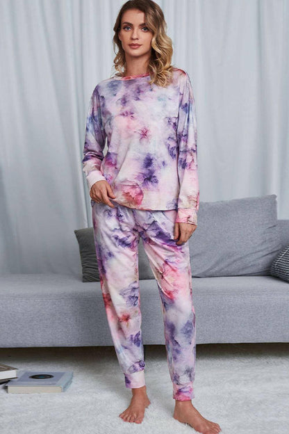 Trendy Tie-Dye Lounge Set: Comfy Crewneck Top and JoggersTrendy Tie-Dye Lounge Set: Comfy Crewneck Top and Joggers
 Unwind in style and comfort with our Trendy Tie-Dye Lounge Set, the epitome of luxurious loungewear. This Love Salve Trendy Tie-Dye Lounge Setlounge