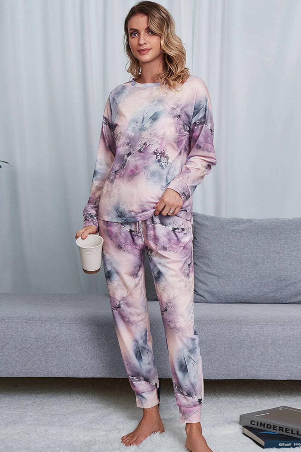 Trendy Tie-Dye Lounge Set: Comfy Crewneck Top and JoggersTrendy Tie-Dye Lounge Set: Comfy Crewneck Top and Joggers
 Unwind in style and comfort with our Trendy Tie-Dye Lounge Set, the epitome of luxurious loungewear. This Love Salve Trendy Tie-Dye Lounge Setlounge