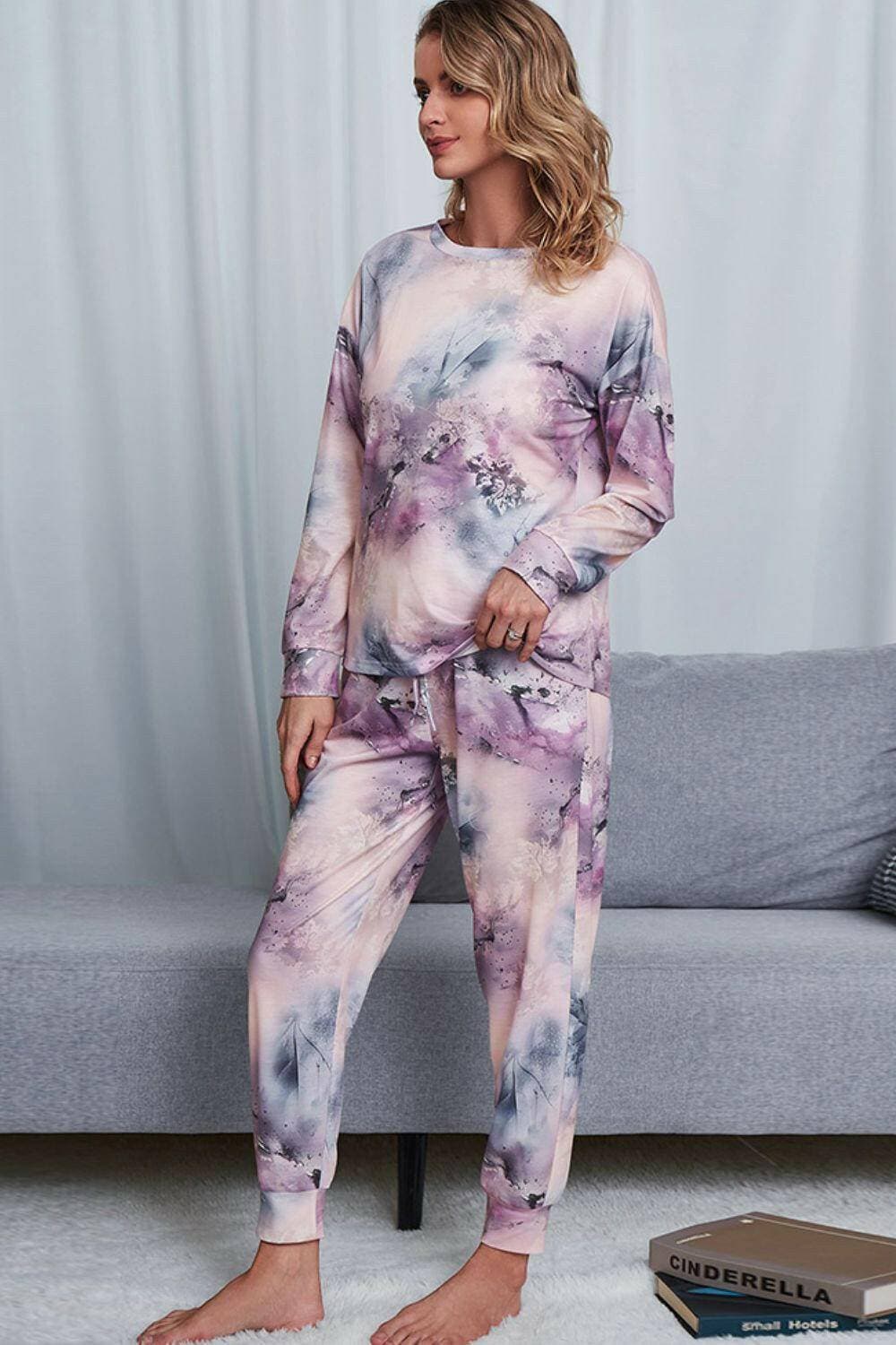 Trendy Tie-Dye Lounge Set: Comfy Crewneck Top and JoggersTrendy Tie-Dye Lounge Set: Comfy Crewneck Top and Joggers
 Unwind in style and comfort with our Trendy Tie-Dye Lounge Set, the epitome of luxurious loungewear. This Love Salve Trendy Tie-Dye Lounge Setlounge