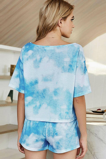 Trendy Tie-Dye Boat Neck Lounge Set: Chic Two-Piece Loungewear EnsemblUnwind in Style with Our Trendy Tie-Dye Boat Neck Lounge Set
 Elevate your loungewear game with our chic and comfortable two-piece ensemble, the Trendy Tie-Dye Boat Love Salve Trendy Tie-Dye Boat Neck Lounge Setlounge