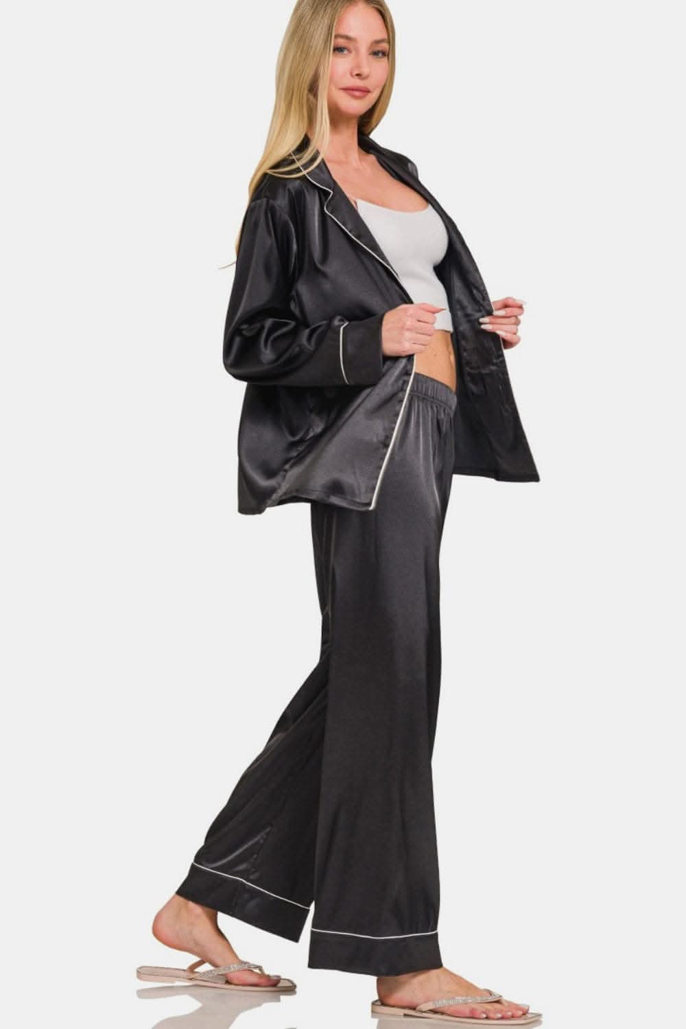 Chic satin long sleeve pajama set - Love Salve 