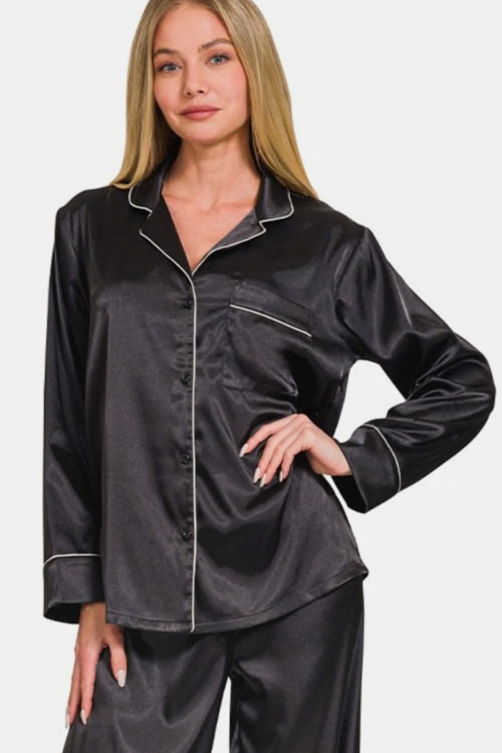 Chic satin long sleeve pajama set - Love Salve 
