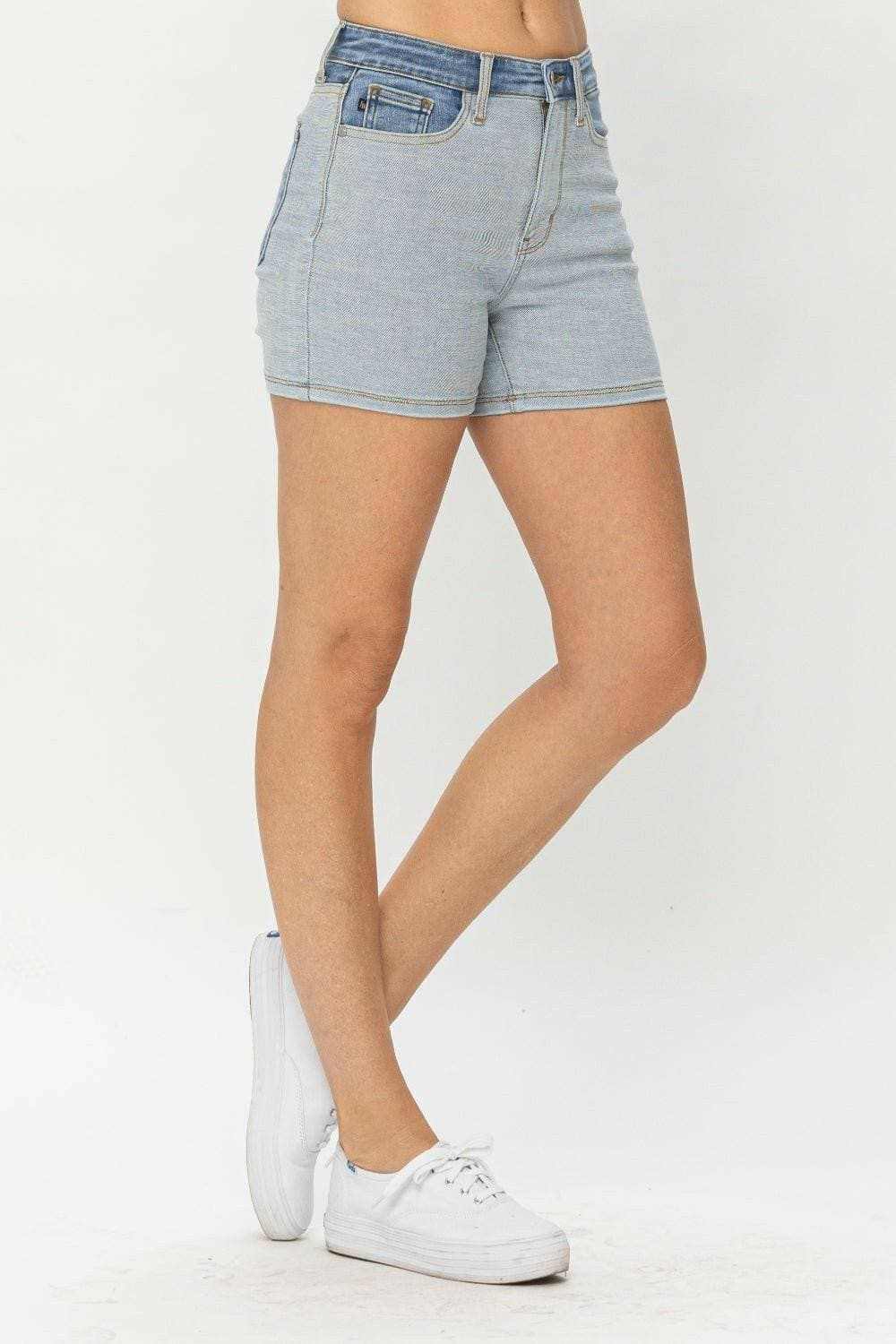 Colorful Denim Shorts with a Playful Twist - Love Salve 