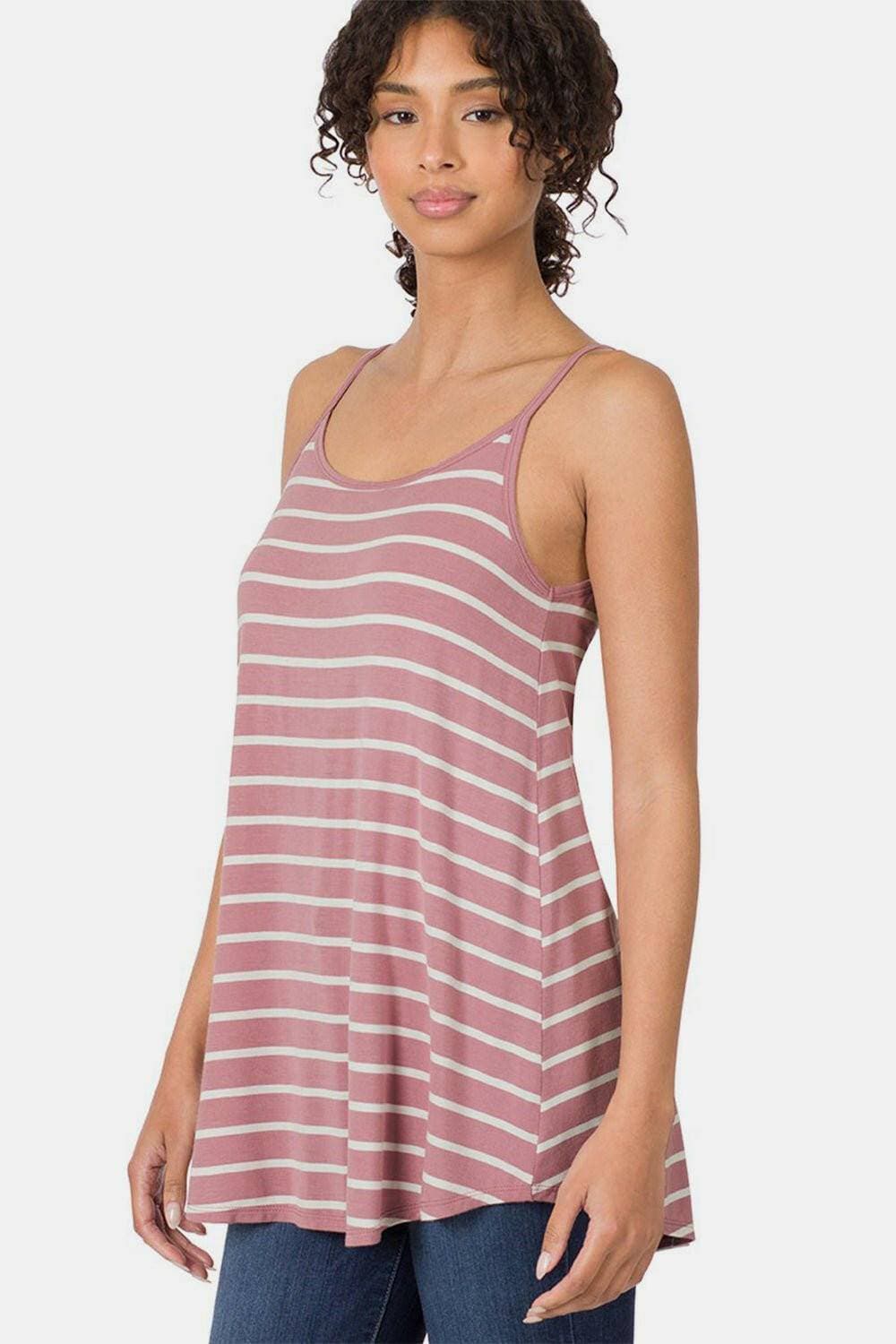 Summer Chic Striped Cami with Flattering Curved Hem - Love Salve 