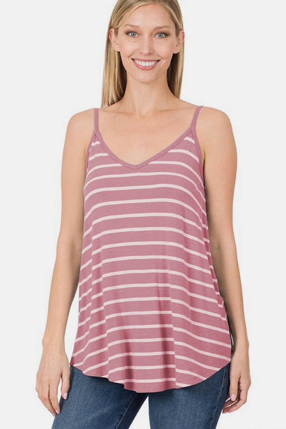 Summer Chic Striped Cami with Flattering Curved Hem - Love Salve 